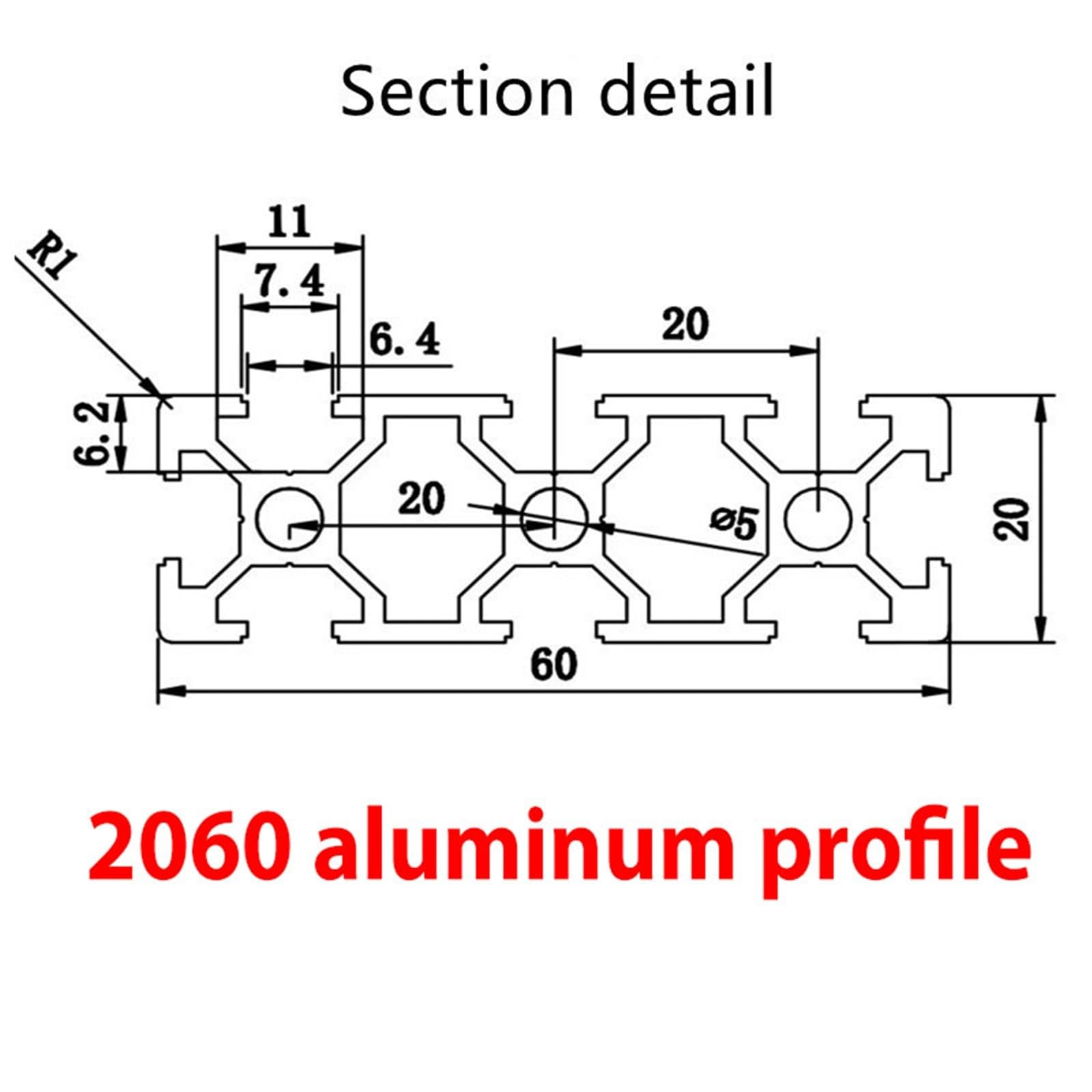 GTPBAO Profilo in alluminio anodizzato argento 20x60mm, standard europeo, telaio estruso for attrezzature da officina, espositori e telai Binario estruso(200mm 7.87")