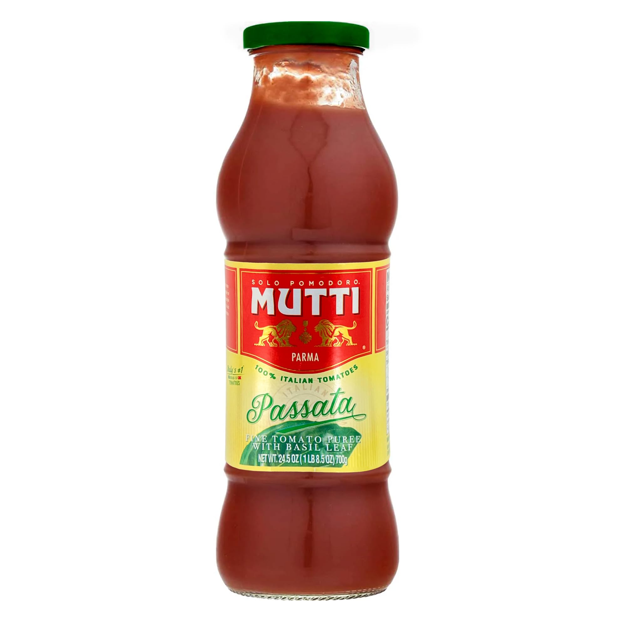 Mutti Tomato Puree with Basil (Passata con Basilico), 24.5 oz. | Italy’s #1 Brand of Tomatoes | Fresh Taste | Vegan Friendly & Gluten Free | No Additives or Preservatives