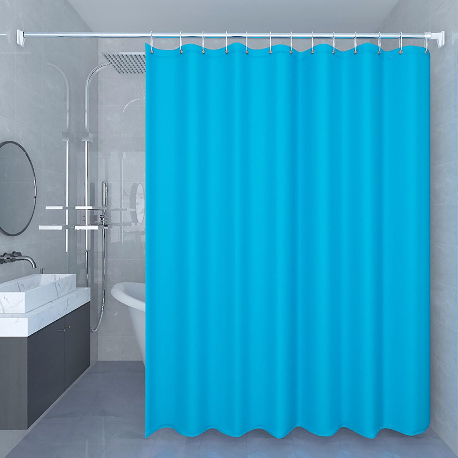 Cortina de ducha impermeable de PEVA con tecnología antimoho, 180 x 200 cm, diseño de color liso, incluye 12 ganchos, ideal para habitaciones húmedas y bañeras