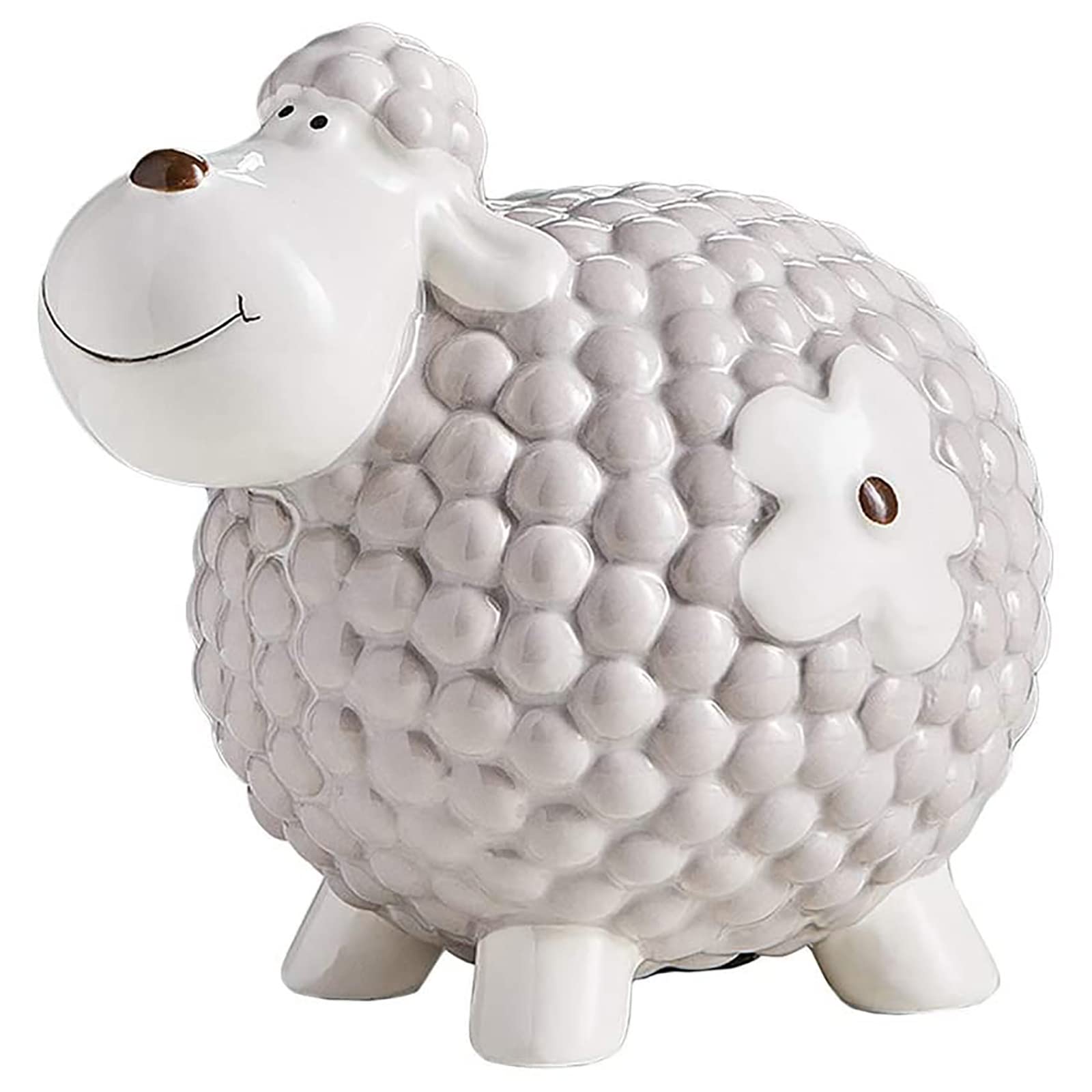 DONGYUCHUN Cute Cartoon Little Sheep Piggy Bank, Coin Money Box Ceramic Piggy Bank Creative Home Decor, Children's, Gray