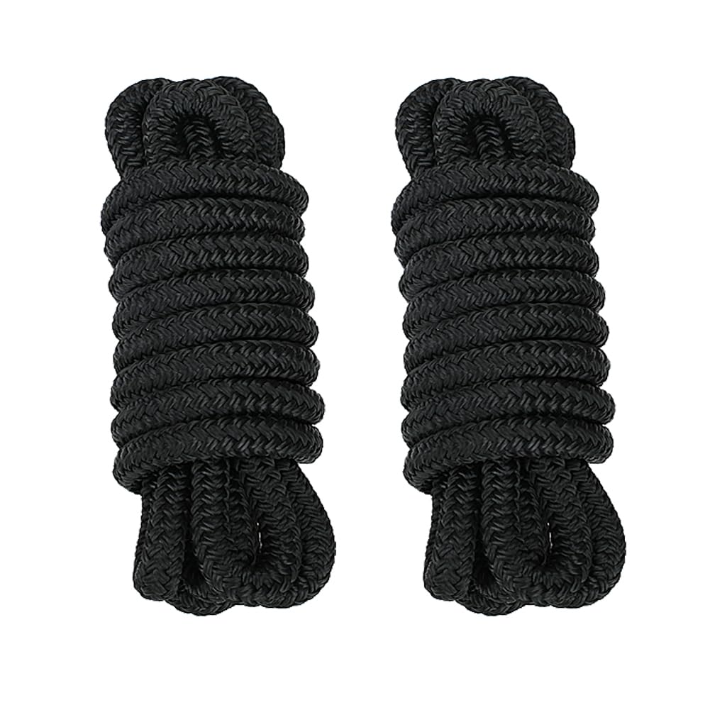 Boat Dock Lines, 2 Pack 5/8" X 30' Marine Rope Double-Braided Nylon Boat Rope Premium Boat Ropes for Docking with 12" Eyelet Loop Boating Accessories