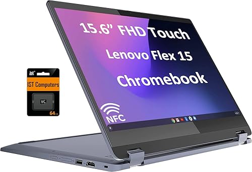 Lenovo Ideapad Flex 3 Chromebook de 15.6 pulgadas (2024) FHD 2 en 1 con pantalla táctil (Intel N4500, 4 GB de RAM, 128 GB (64 GB eMMC + tarjeta SD