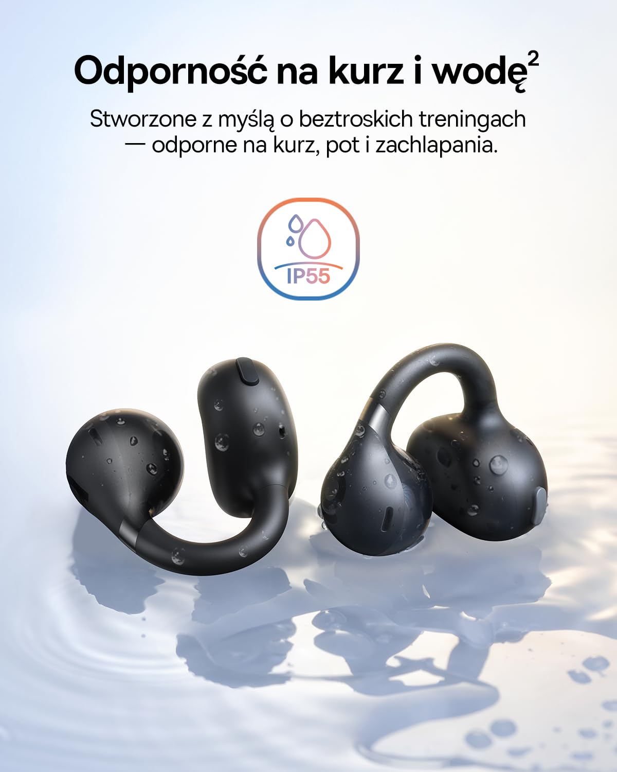 Baseus BC1 Open Ear słuchawki, klips na uszy z imponującym dźwiękiem, adaptacyjne wzmocnienie basów, Bluetooth 6.0, redukcja szumów podczas rozmów, IP55, akumulator 38H, lekkie Buds - Interstellar
