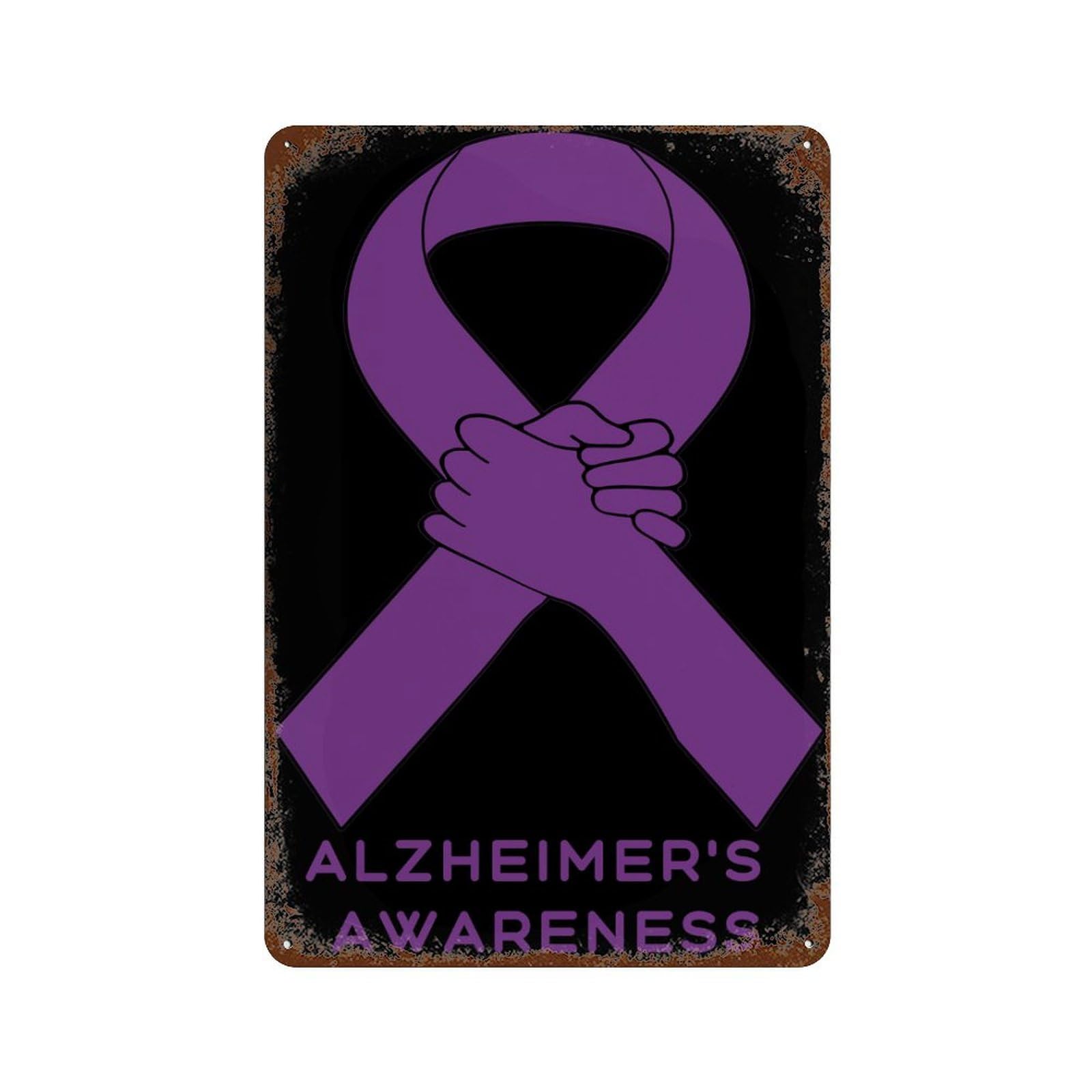 KWQDOZF Alzheimer's Awareness Theme Metal Tin Sign,Vintage Iron Hanging Plate Vertical with Rust Poster Wall Decor 8x12inch-1