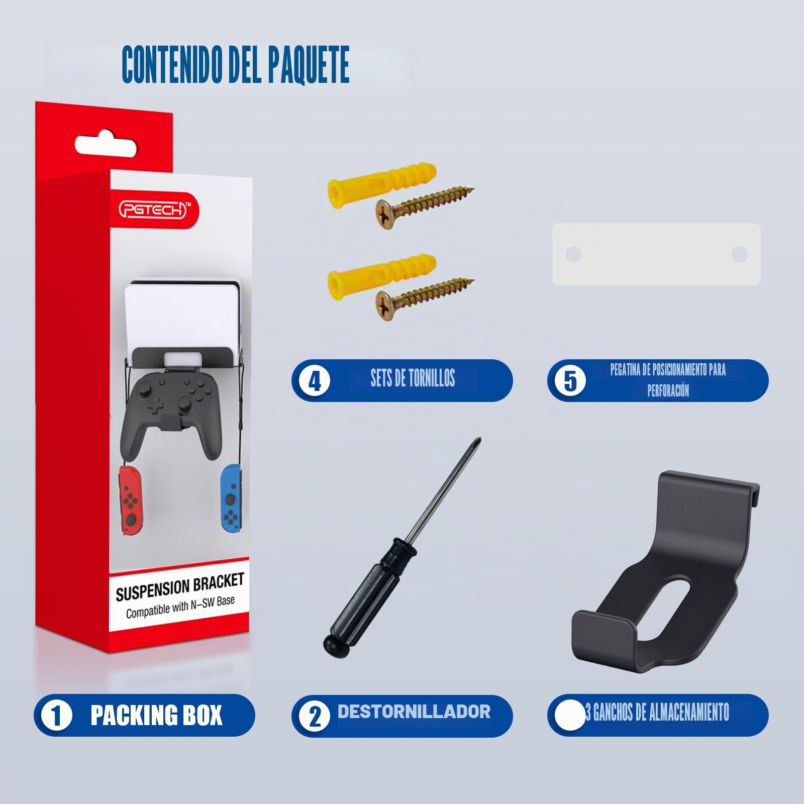 GZW-Shop Soporte de Pared Compatible con para Nintendo Switch y NS OLED, Placa de Metal Engrosado de Alta Resistencia, Metálico Accesorios Soporte Vertical con Rejillas de Ventilación