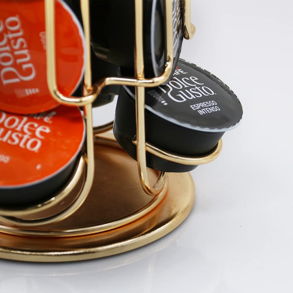 Uchwyt na kapsułki do kawy, na 24 strąki smakowe Dolce Gusto, czapki do przechowywania kawy, dozownik organizera, stojak wieża zielona, złoty