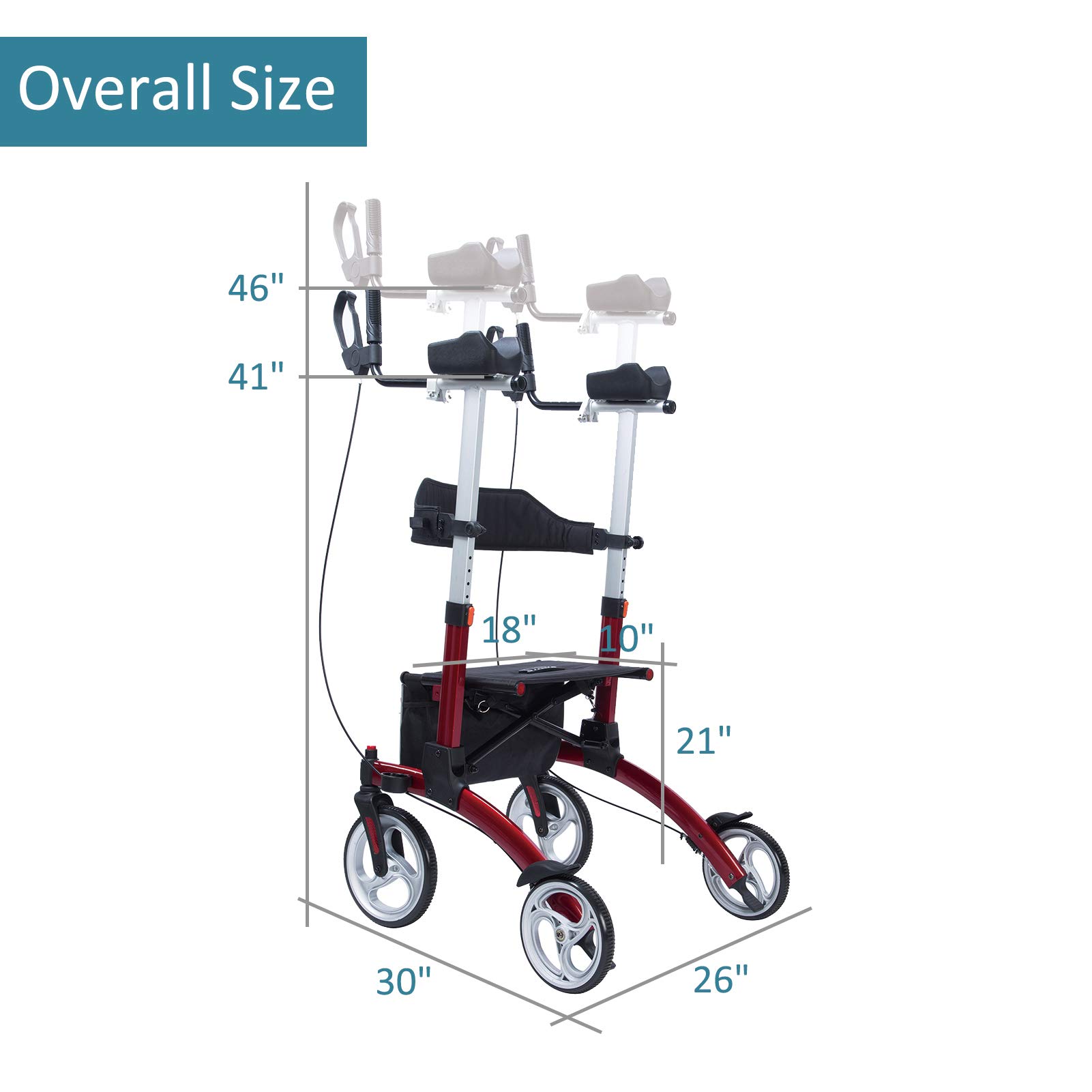 ELENKER Upright Walker, Forearm Rollator Walker Stand Up Rolling Walker