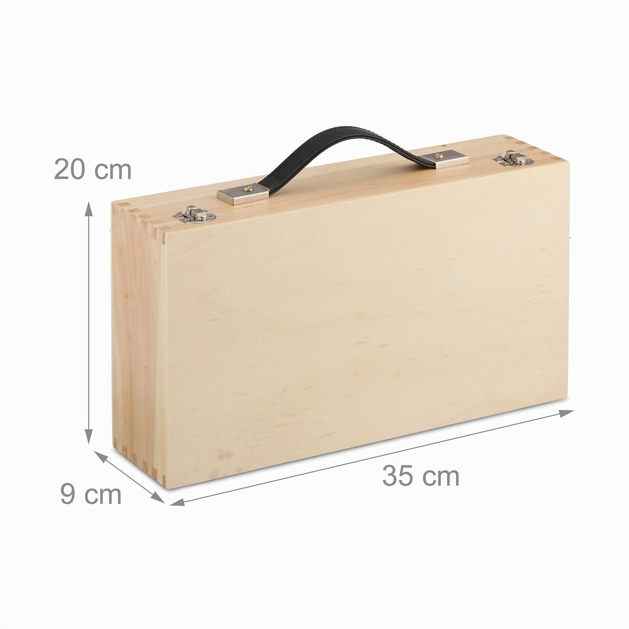 Relaxdays 8 Bolas de Petanca Acero, Cuerda de Medición y Maletín de Madera, Juego Boccia, 72 mm, Natural/Plateado