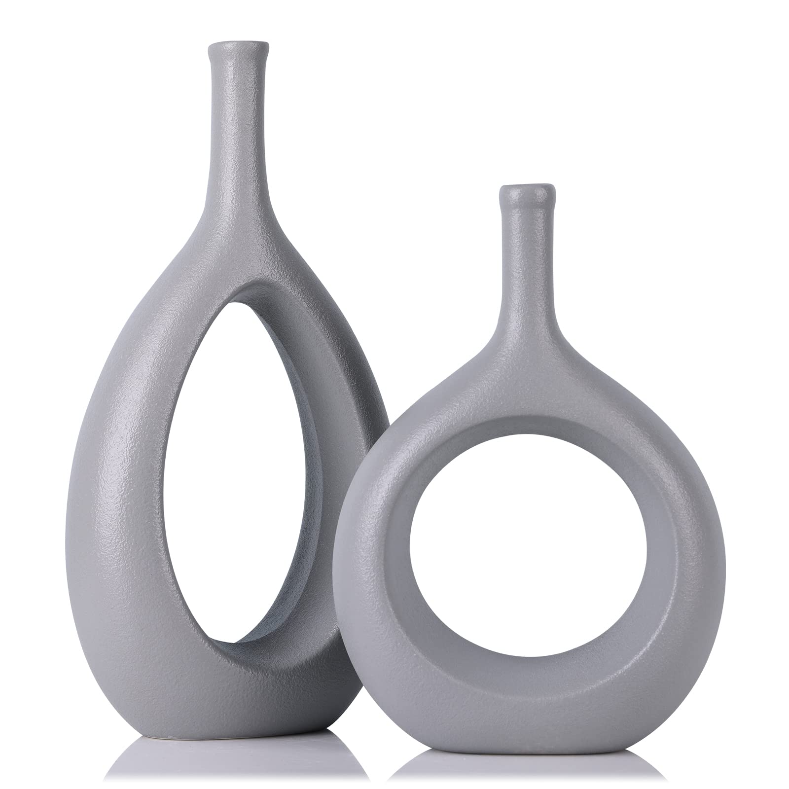 Gray Ceramic Vase Home Decor Centerpieces, Modern Neutral Ellipse Vases, Grey Kitchen Decorative Flower Vase, Suitable for Retro Decoration Table Decor�Shelves Entry Table Decor