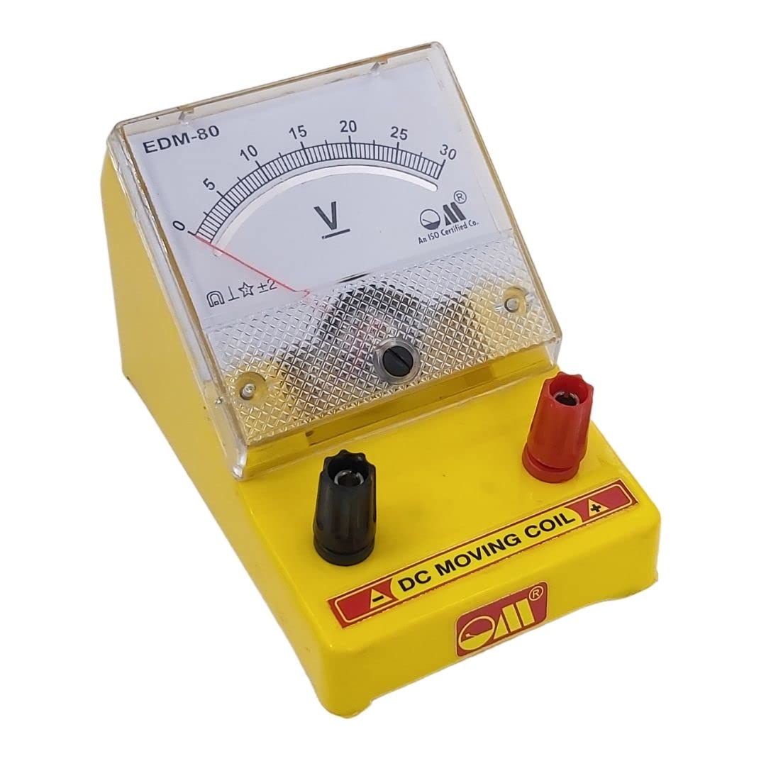 Om Meters EDM-80 Desk Stand Analog 0-30V DC Voltmeter (Yellow)-image-6