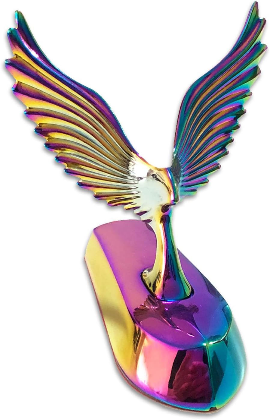 Flying Eagle Hood Ornament Metal Car Stickers Emblem Car Hood Ornaments for Trucks Chrome Colorful Purple Eagle 3D Stand Car Decals Wing Badge (Base Wings)