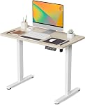 JOY worker Small Electric Standing Desk, 35" x 20" Whole Piece Height Adjustable Desk with Memory Controller, White Sit to Stand Desk Workstation for Home Office