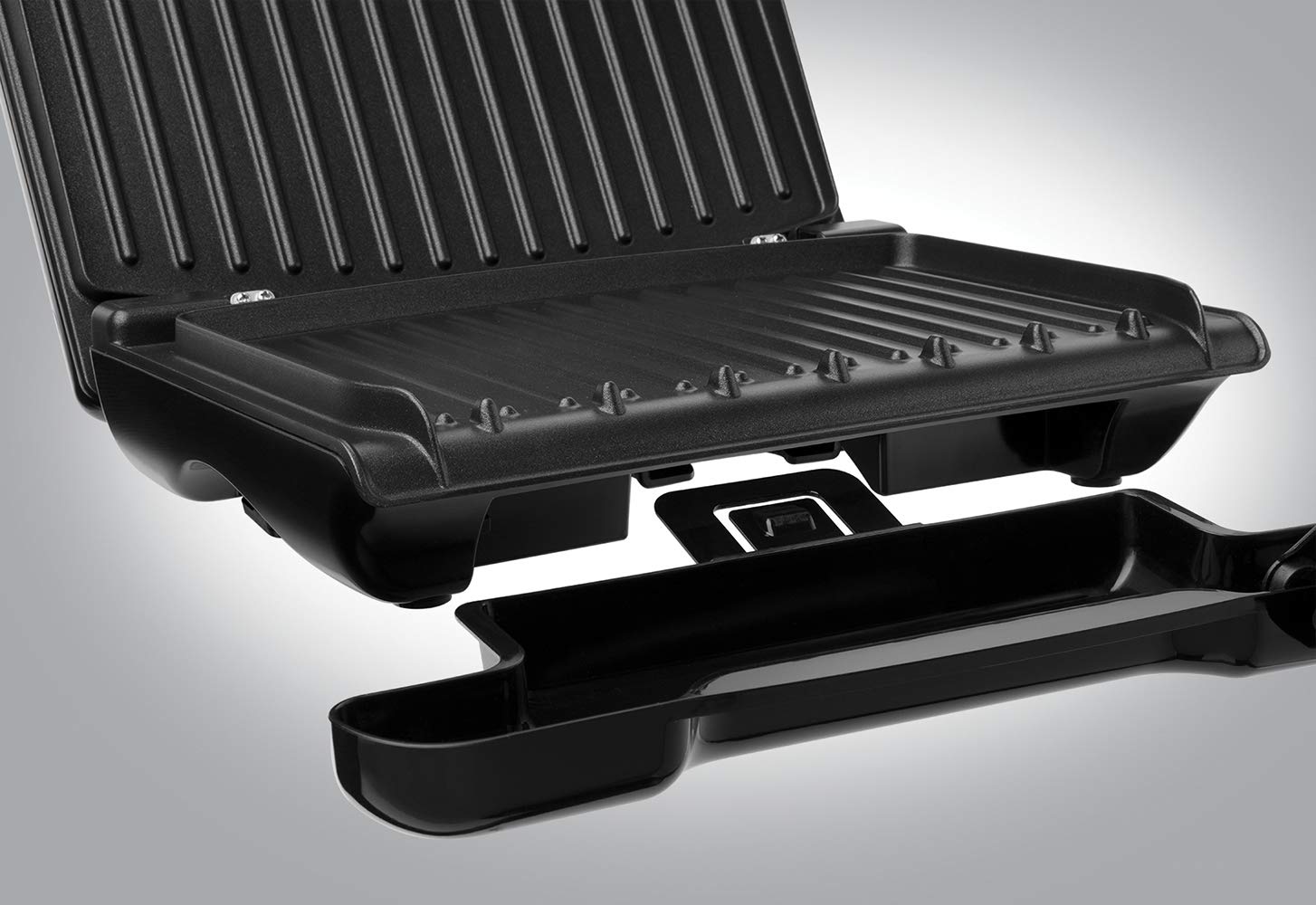 George Foreman Griglia Elettrica a Contatto e Piastra per panini - Vaschetta Raccogli Grasso -42% - Dimensioni 28x17 cm, per 3 porzioni; Ottimo per carne, pesce e verdure, Rosso 25040-56