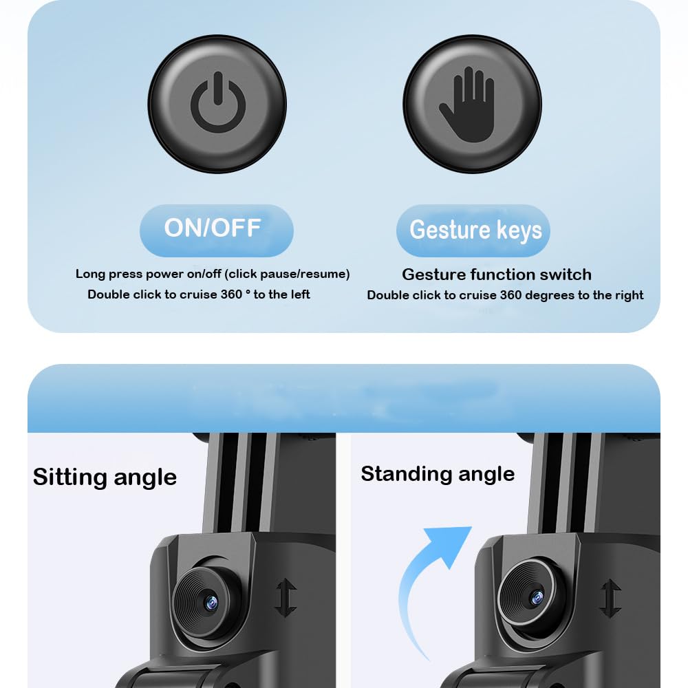 BSLVWG Stabilisateur de cardan pour smartphone avec suivi du visage, support pliable et portable, trépied portable pour iPhone et Android, rotation infinie à 360°, extensible jusqu'à 160 cm