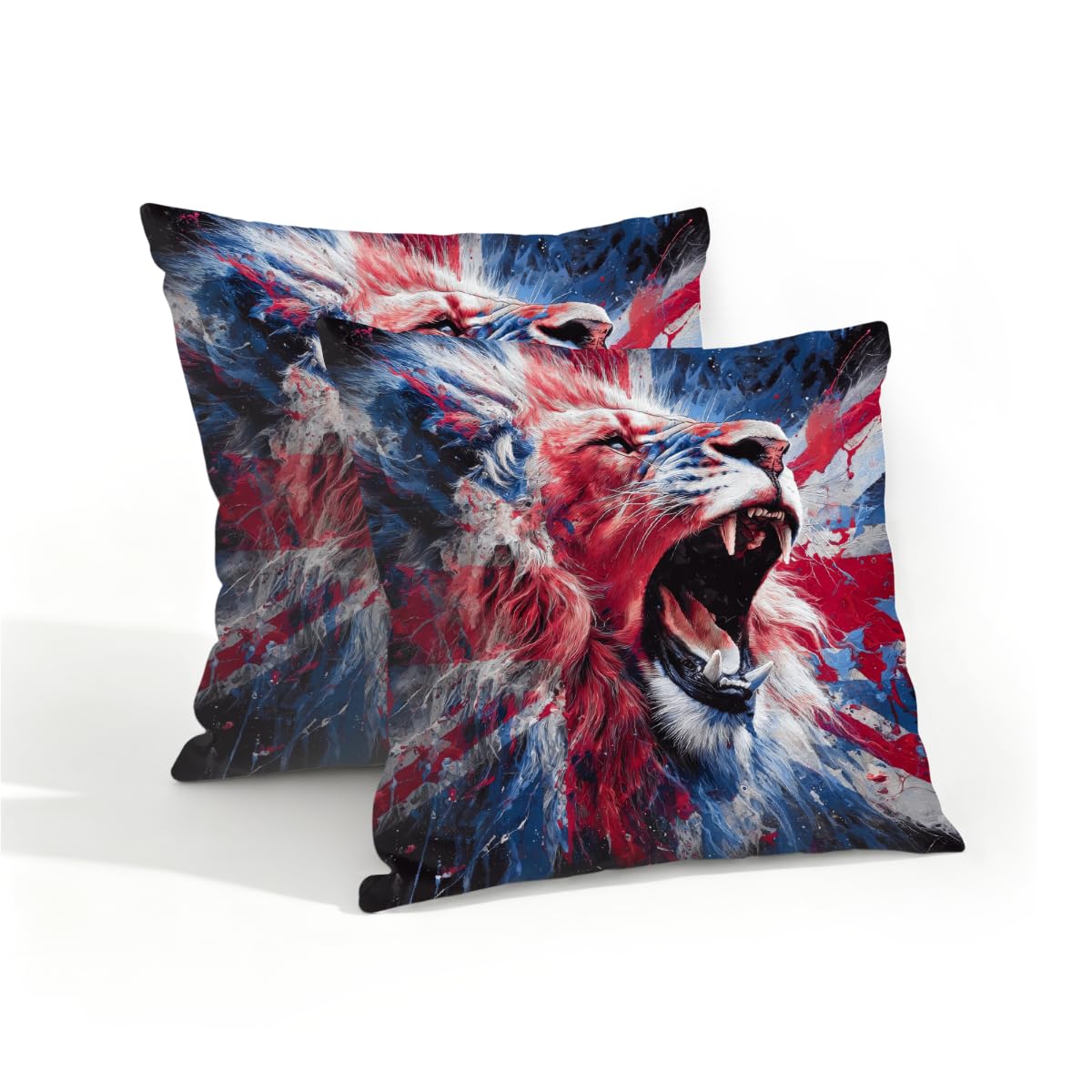 Outdoor Pillow Covers Waterproof Pillowcases 16x16in Set of 2 American Roaring Lion Decorative Throw Cushion Case for Couch Sofa Garden Patio Furniture
