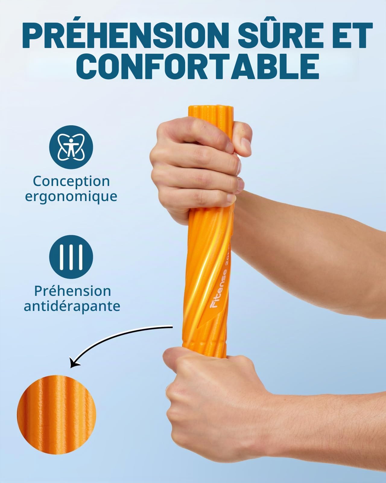 Fitense Lot de 4 barres Flex Therapy, 10/20/30/40 LBS barres Flexbar Kit, barre flexible pour thérapie physique et barre de résistance de fitness pour golfeurs, coude, tendinite, poignet, bras