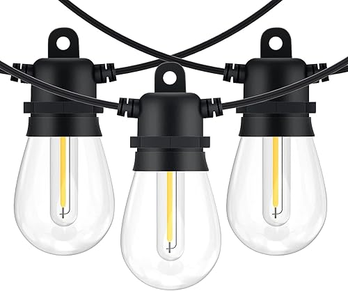 Tira de luces para exteriores de 48 pies con 23+1 bombillas LED, regulable, inastillable, impermeable, bombilla Edison para interiores y exteriores,