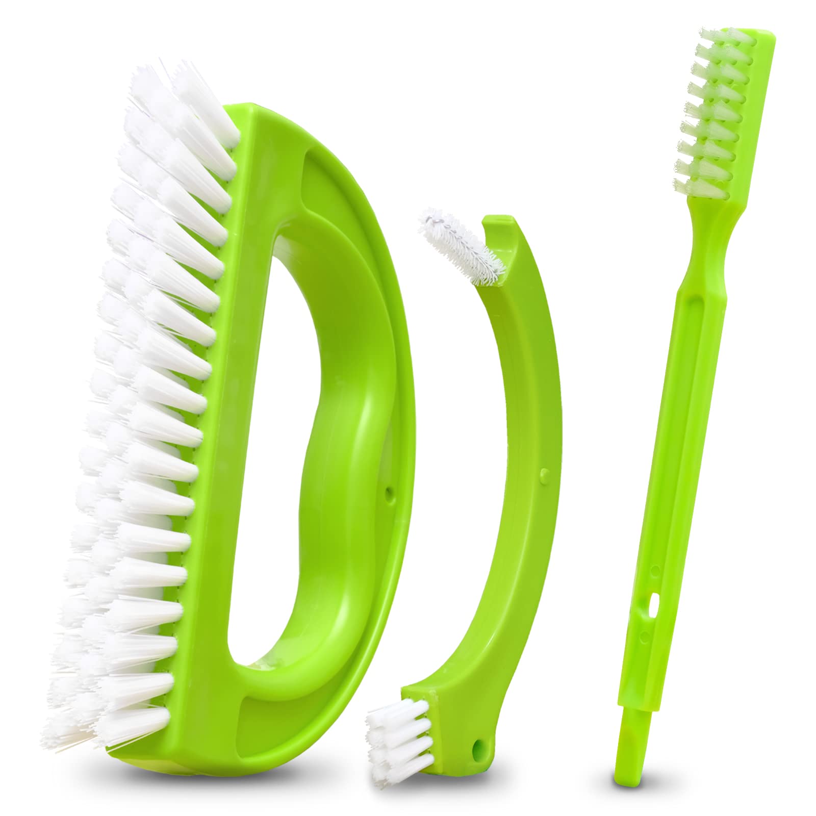 3 Pack Grout Cleaner Green Brush-Tile Joint Scrub Brush with Handle- Great Use for Deep Cleaning Household Cleaning Brushes for Kitchen,Window Door Track, Stove Tops, Seams,Shower, Floor Lines