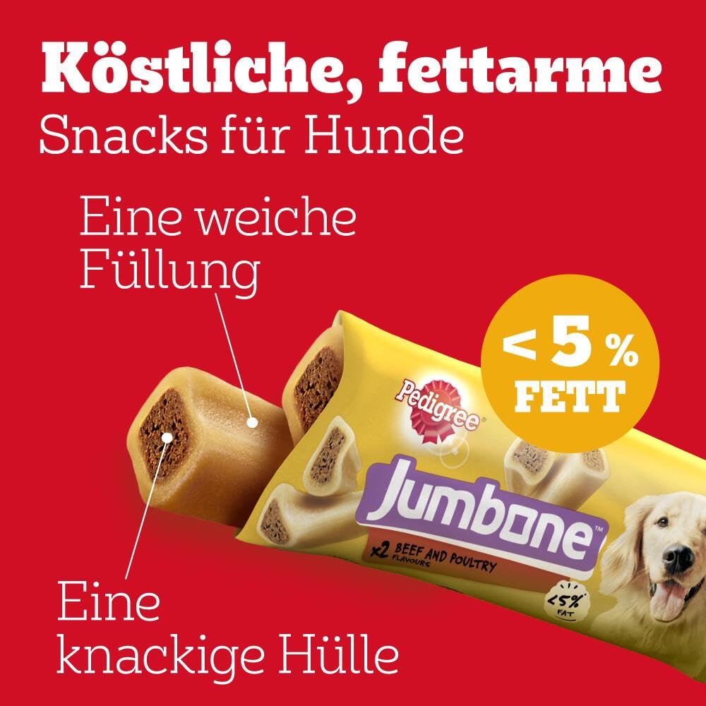 Pedigree Jumbone Riesenknochen Mittelgroß Rind & Geflügel Geschmack Hundesnack 12 x 2 Stück