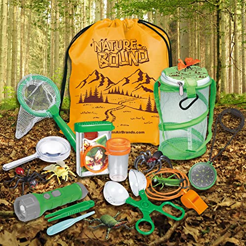 Nature Bound 19 PC Outdoor Explorer Kit & Bug Catcher Set with Flashlight, Compass, Magnifying Glass, Butterfly Net, and More - Image 4