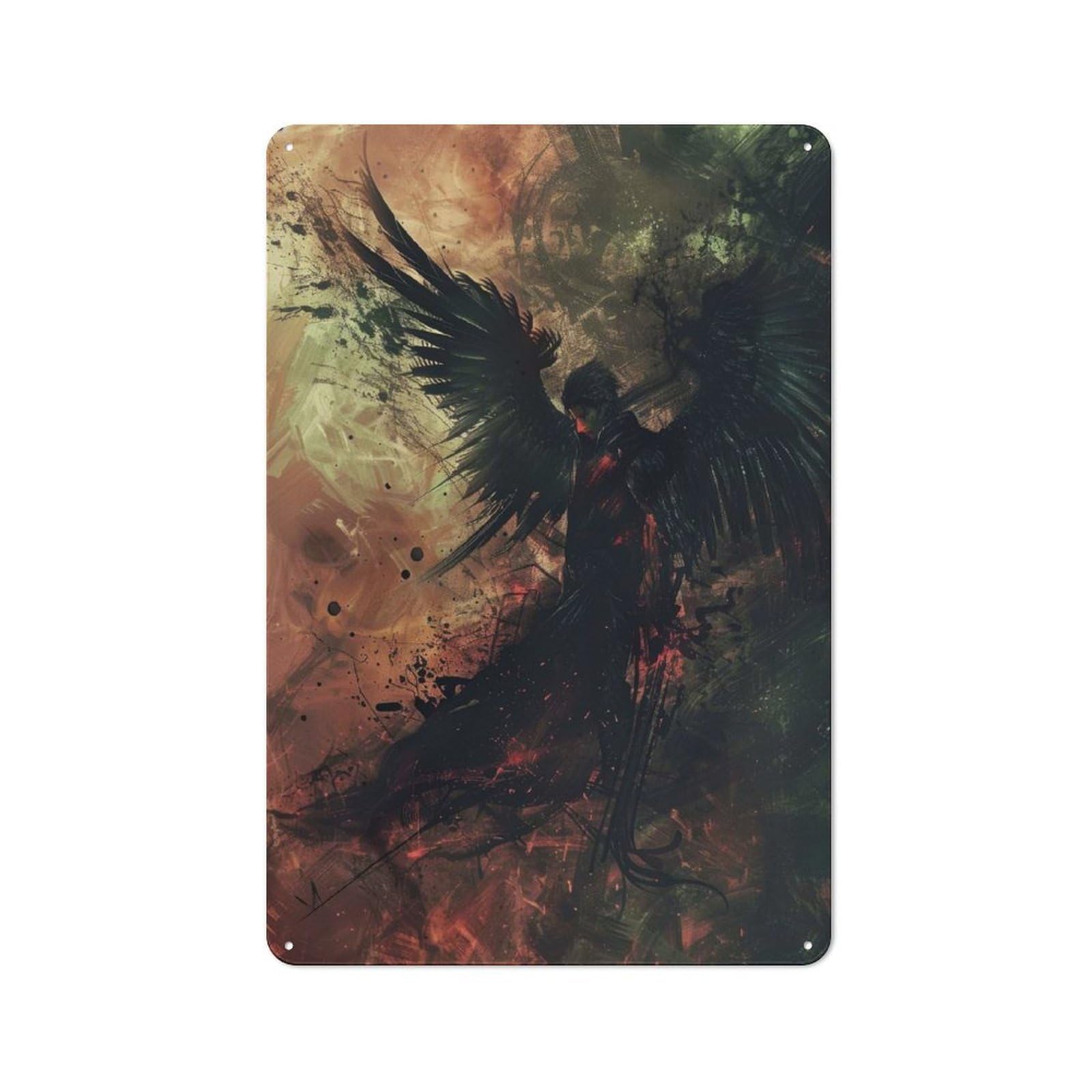 Junmoney Angels Ethereal Descent 30X20cm Retro Metal Sign With For Home Office Or Studio, Suited To Wall Displays In Home Offices And Studios
