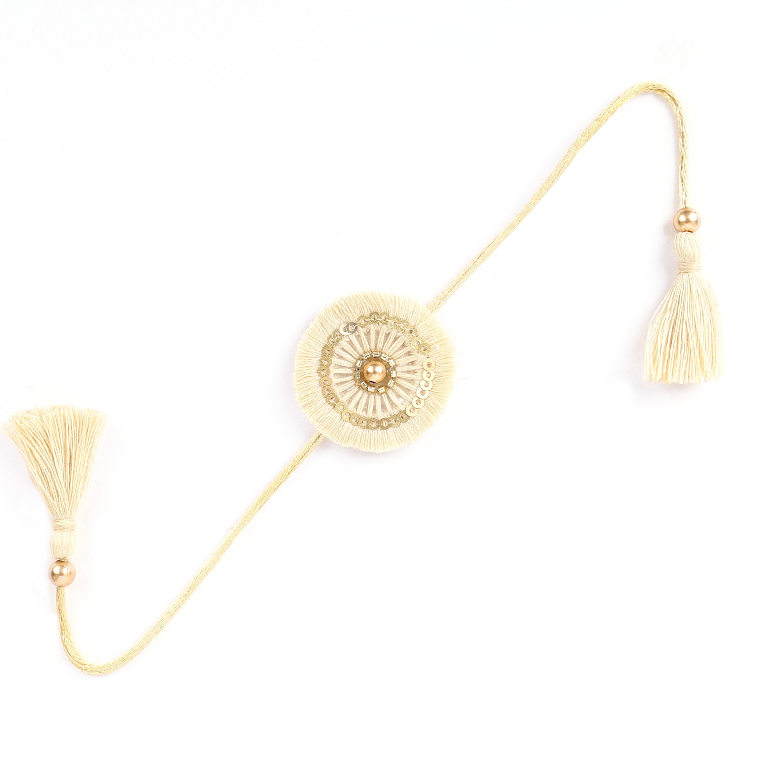 Traditional Handmade Rakhi for Brother – Golden Embroidered Designer Rakhi with Roli, Tikka & Chawal | Luxury Raksha Bandhan Gift (Pack of 1)-image-30