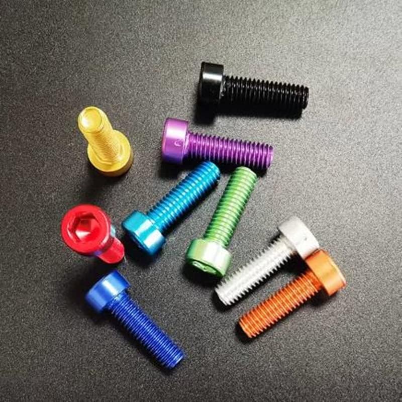 10Pcs DIN912 Aluminum Cap Head Screw M2 M2.5 M3 M4 M5 M6* Length 6/8/10/12/16/20mm Aluminum Hexagon Hex Socket Screw (Color : Red, Size : M5x8)