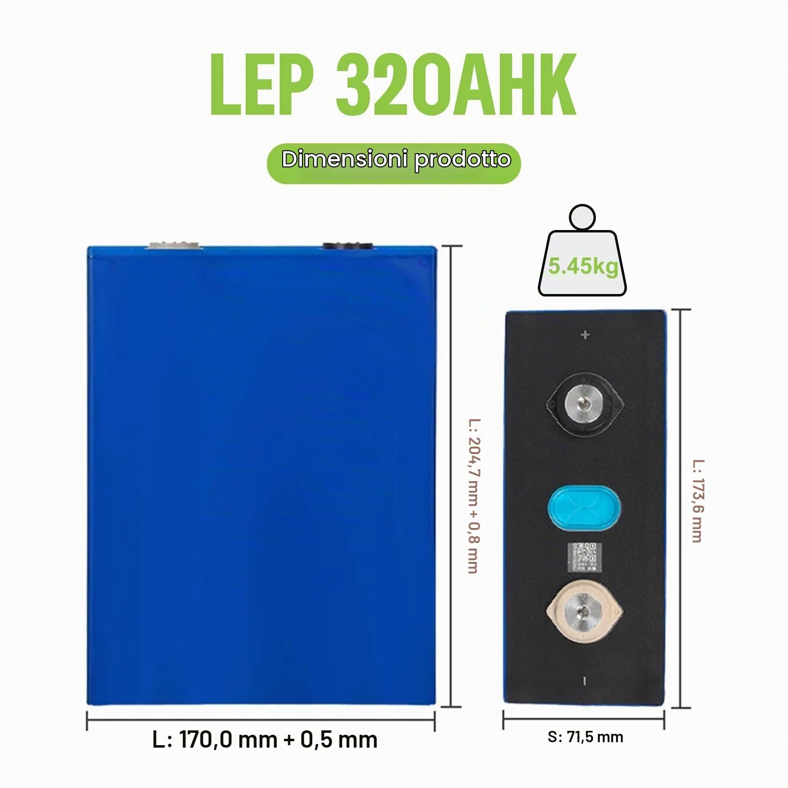 12V (3.2V * 4) 320Ah LiFePO4 Batteria al litio ricaricabile, ciclo di vita > 11000 cicli, funziona da -30 ℃ a 60 ℃, per lo stoccaggio dell'energia solare, RV, barche, attrezzature mediche industriali