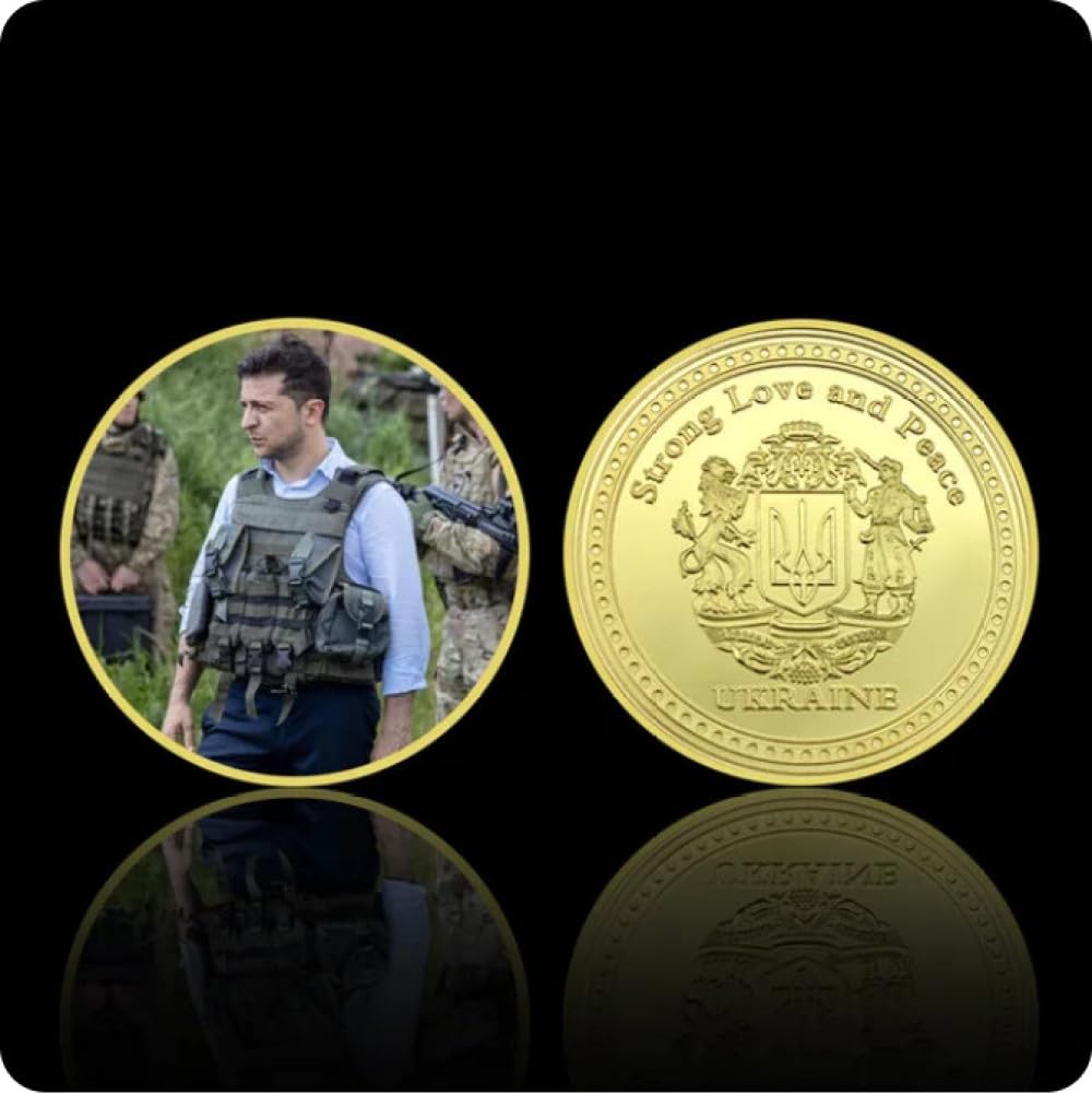 MINHBDER Commemorative Coins Zelensky President Of Ukraine Gold Plated Challenge Coins War Medals Collect Gift Souvenir Coin