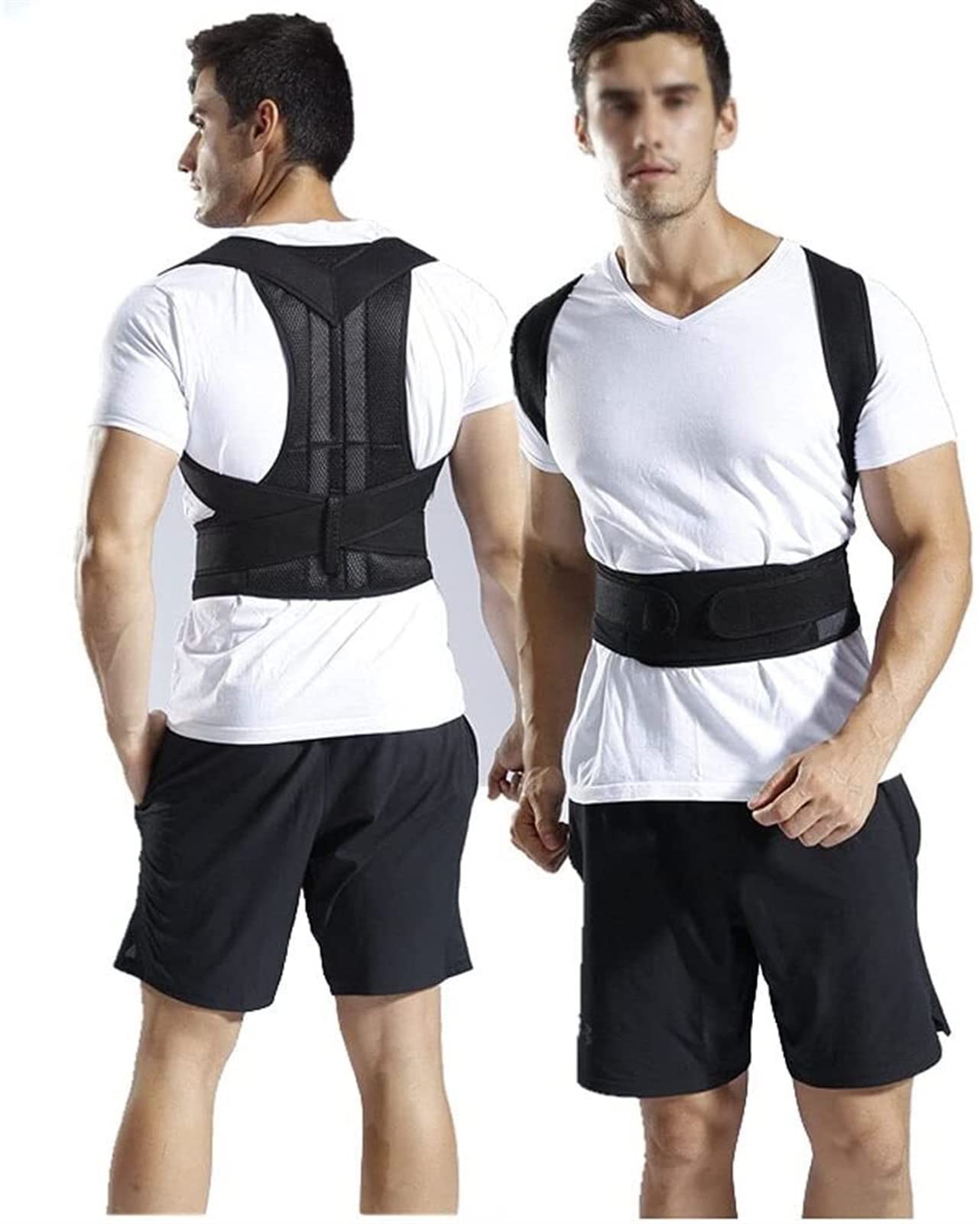 Correttore Posturale Donna Uomo Tutore per Sostegno per La Schiena con Supporto per La Colonna Vertebrale Traspirante Regolabile Collo Spalla Lombare per Sollievo dal Dolo,XXXXX-Large