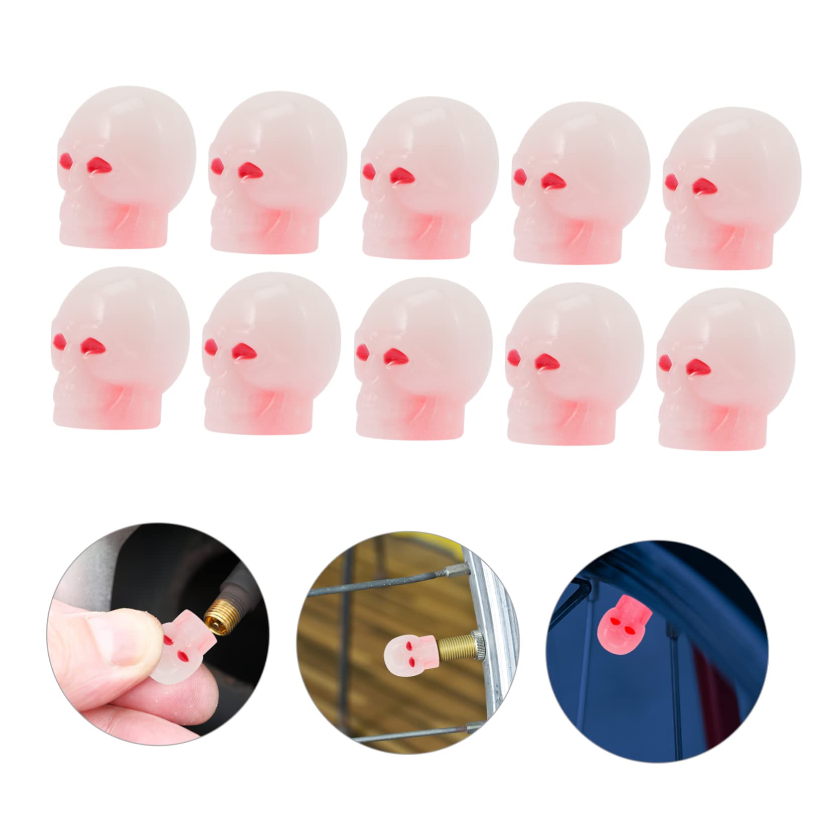 ULTECHNOVO 200pièces Capsules De Valve Fluorescentes Forme De Crâne Bouchons Universels pour Voitures Vélos Et Décoration De Pneus Originale Et