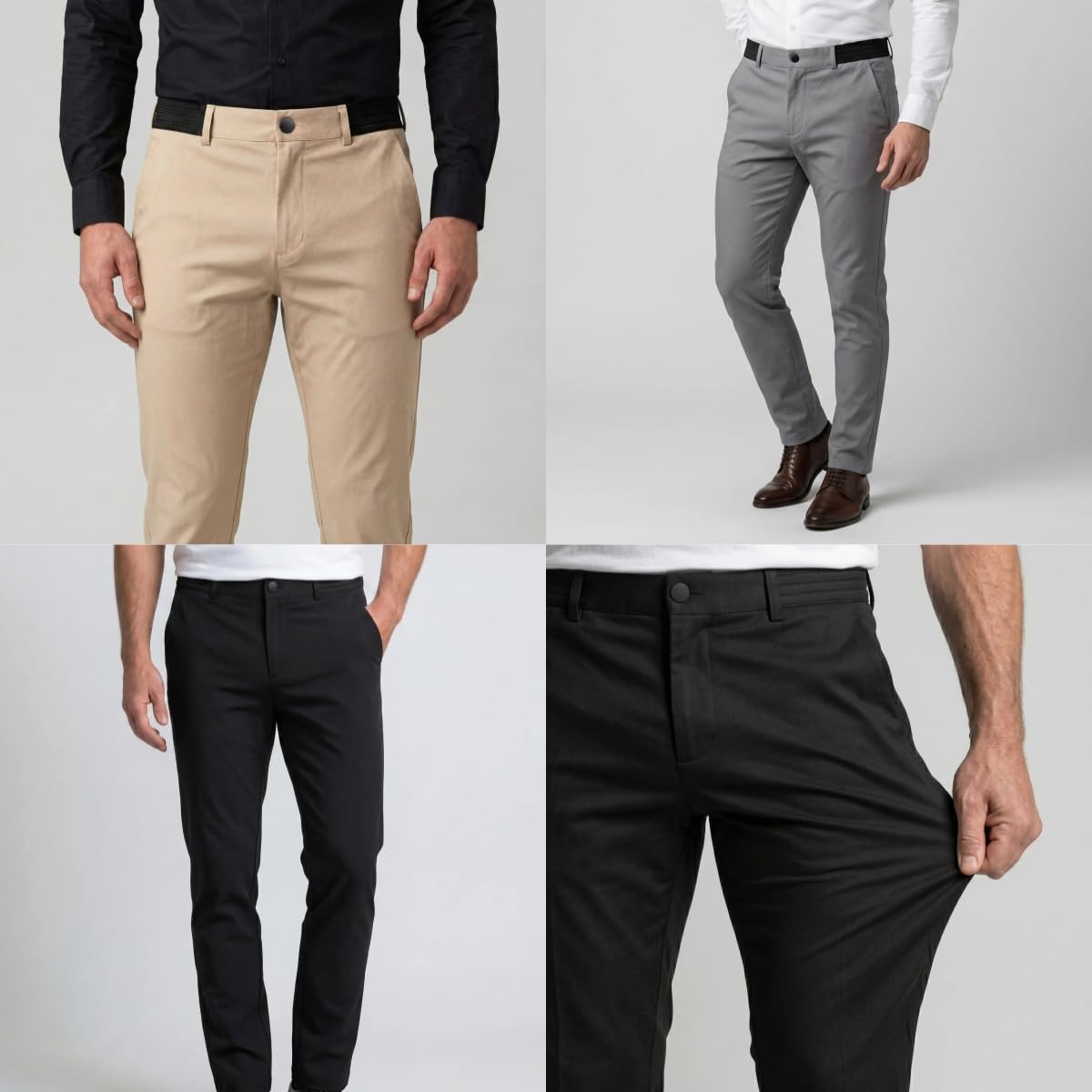 Bellutia Pantalon Extensible MorphoFit, Pantalon Homme Extensible Respirant Coupe ajustée Taille élastique Tissu Stretch léger sans Repassage séchage Rapide Anti-Taches Confort Quotidien