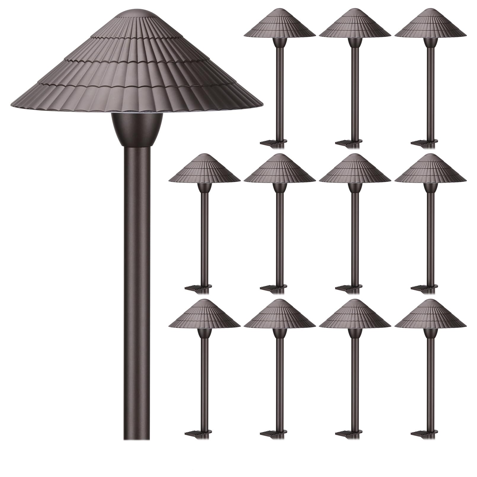 LEONLITE 12-Pack 5CCT LED Low Voltage Landscape Lights, 3W Cast-Aluminum 12-24V Pathway Lights, 1800K-5000K IP65 Path Lights, ETL Listed Landscape Lighting Wired for Yard Lawn, Oil Rubbed Bronze
