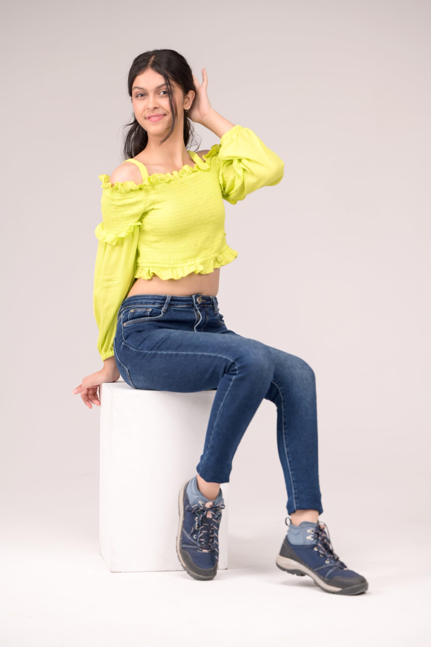 urban Buds Smocked Viscose Crepe top for Girls (in, Age, 13 Years, 14 Years) Yellow 4