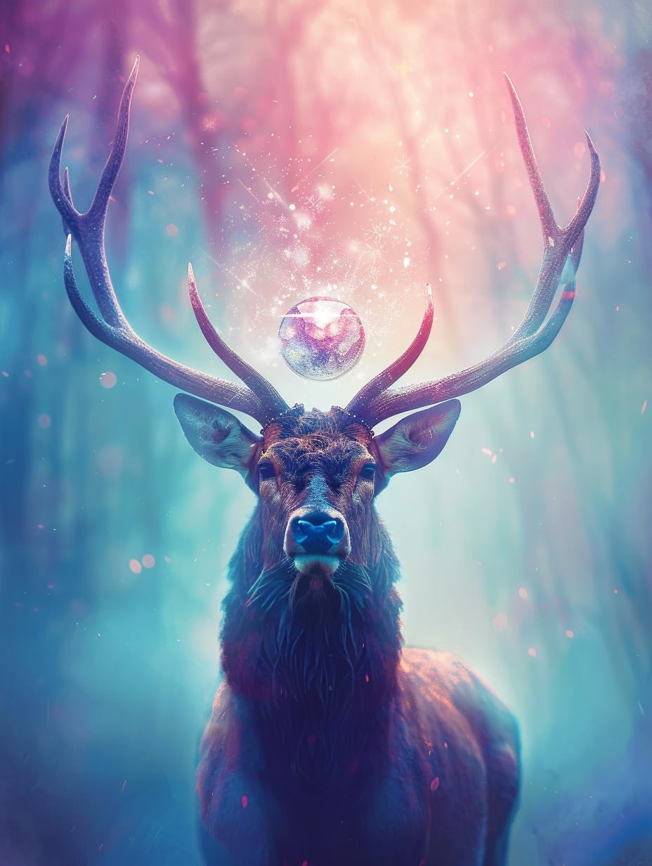 Ginfonr 5D DIY Diamond Art Painting Deer by Number Kits Full Drill for Adults, Paint with Diamonds Art Elk Cross Stitch Embroidery Rhinestone Craft for Home Wall Decor 12x16 Inch4124