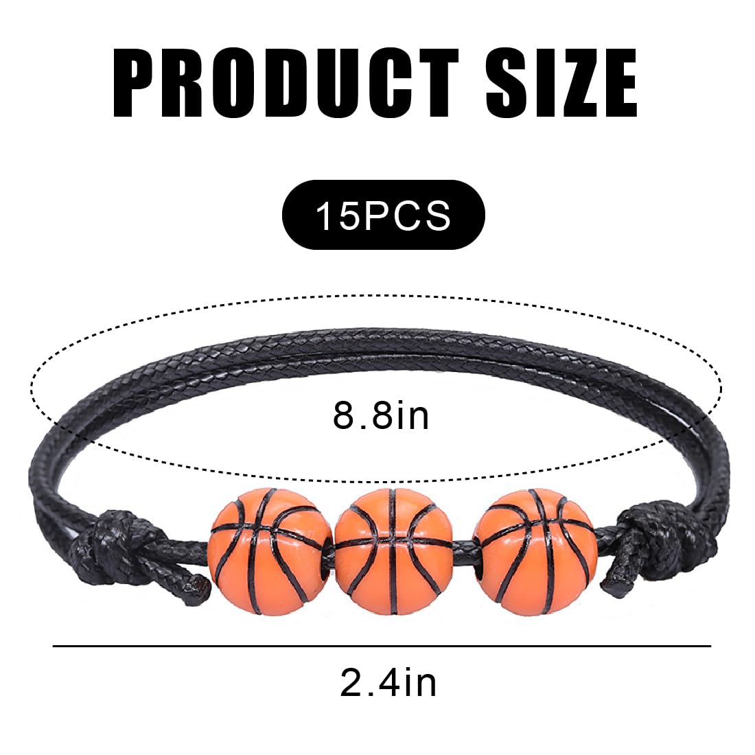 15 Piezas Pulsera de Baloncesto Pulseras Inspiradoras de Equipo Pulsera de Baloncesto Trenzada Ajustable para Adolescentes Adultos Hombres Mujeres Jugadores de Baloncesto Equipos