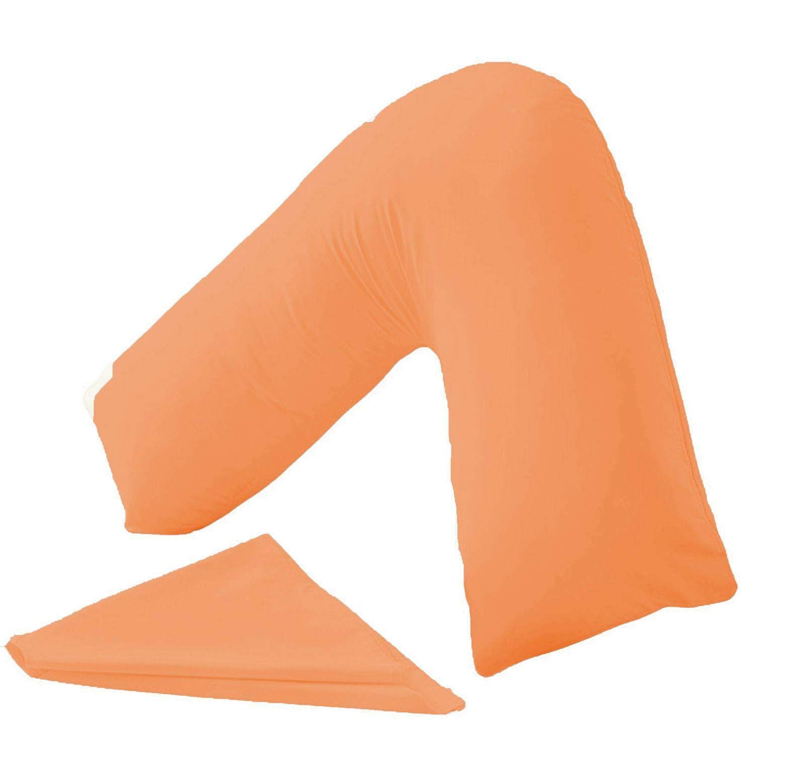 AMBERLINNEN LTD V SHAPED PILLOW CASE COVER - PREGNANCY MATERNITY ORTHOPAEDIC SUPPORT NURSING Set Of 2 (Orange)