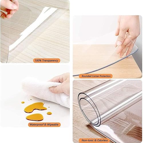 Miniatura 4 de Protector de escritorio transparente de PVC, impermeable, antiarañazos, a prueba de aceite, 0.063in de grosor, protección para suelo duro (tamaño
