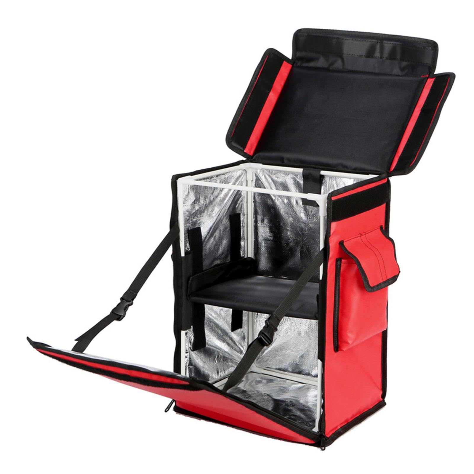 Mochila Isotérmica Expandible para El Reparto de Comidas Frías Y Calientes, con Portavasos Y Tela Oxford, Ideal para Servicios de Catering, Rojo, Individual