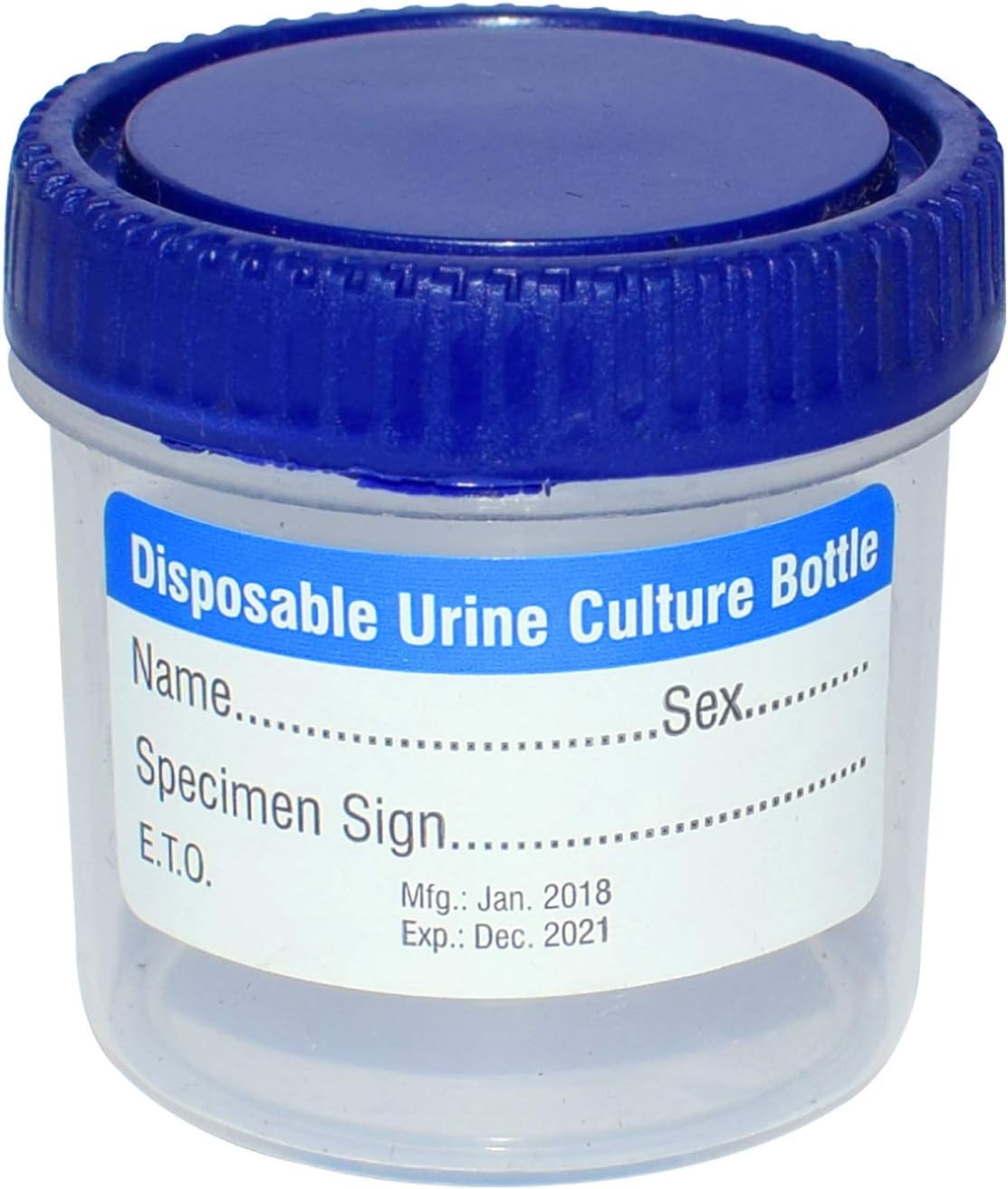 Urine Sample Collector Specimen Plastic Container Sterile 30ml (50 Pcs.) - Blue