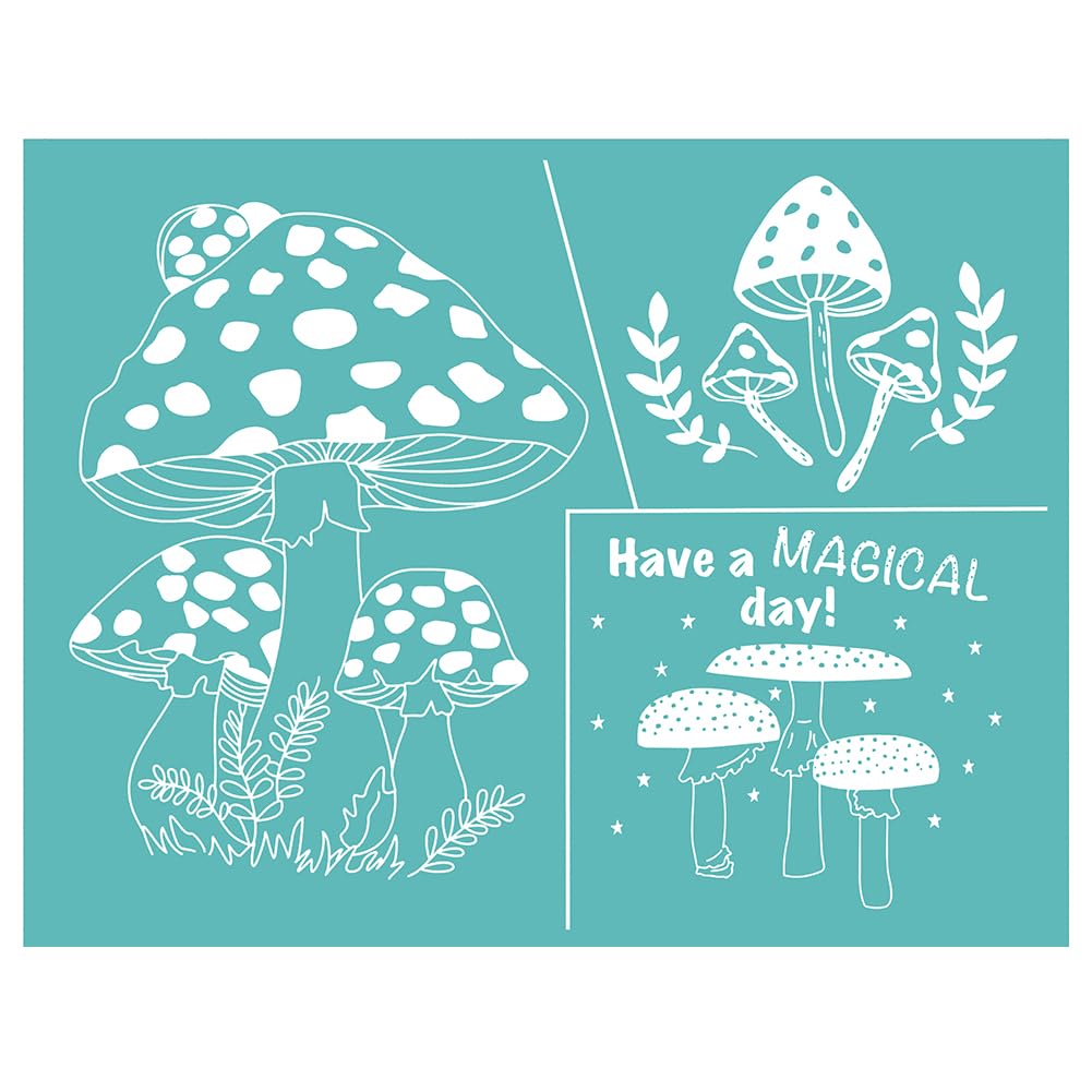 Self-Adhesive Silk Screen Printing Stencil Mesh Stencils Transfer Pumpkin Mushrooms Silk Screen Template Reusable Sign Home Decor Washable for DIY Halloween Decor, Wood,Ceramic,Pillow, Type 10