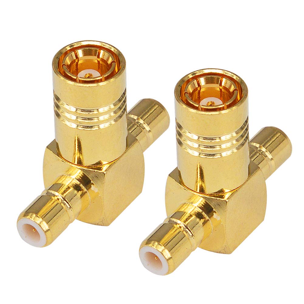 YILIANDUODAB Adapter T-type SMB female to Dual SMB male Gold-Plated Splitter Connector for Satellite Radio DAB Radio Antenna Pack of 2