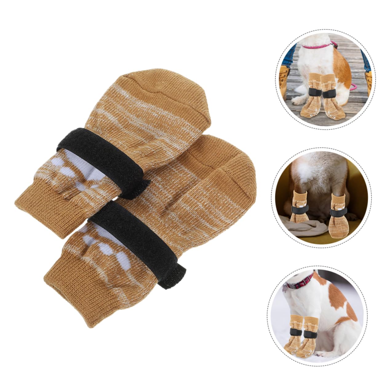 Totority Protective Dog Socks Set 4 Pairs Warm Skid-Resistant for Dogs Puppy Accessories