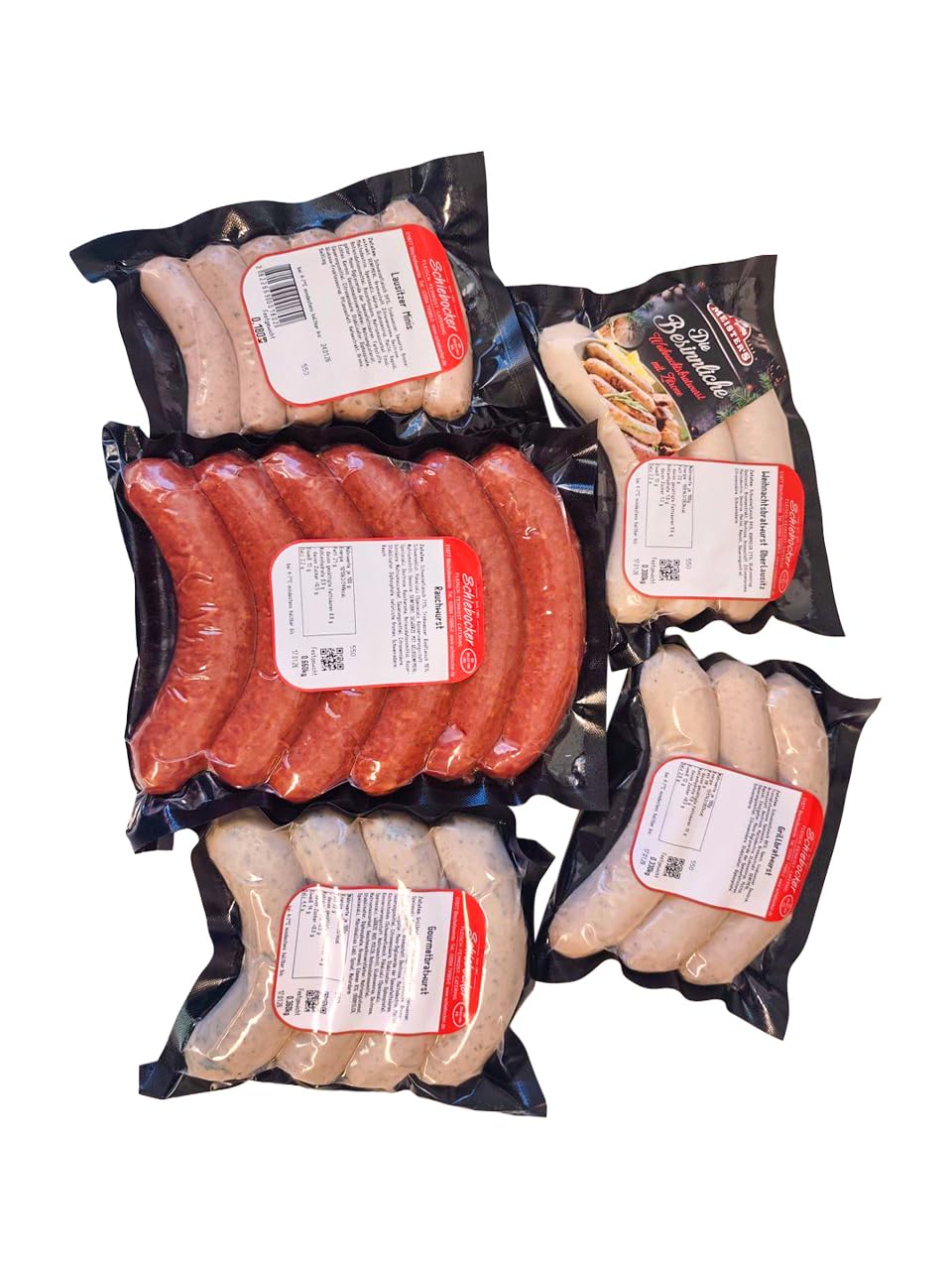 MEISTER'S Grillpaket Bratwurst, Käsewurst, Rauchwurst Debrecziner, BBQ Bratwurst ohne Darm, Weihnachtsmarkt-Grillwurst, Rostbratwurst im Lebensmittel Paket zum Grillen & Braten