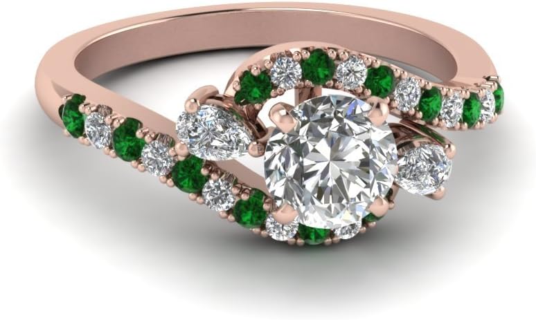 Choose Your Gemstone 14k Rose Gold Plated Round Shape Halo Engagement Rings Swirl Halo Simple Diamond CZ Ring Everyday Wedding Jewelry Handmade Gifts for Womens : US Size 4 to 12