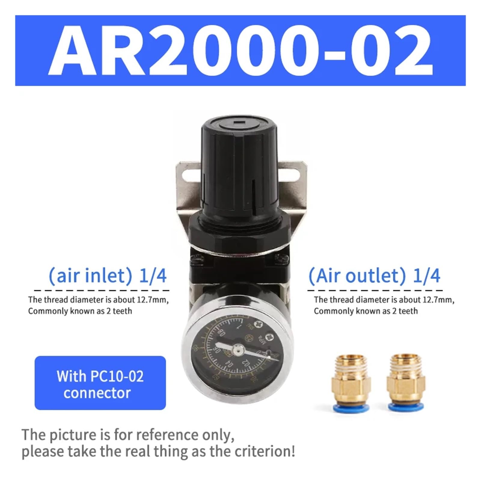Régulateur de Pression d'air pneumatique AR2000-02 AR3000-03 AR4000-04 AR5000-06 Filetage 1/4" Séparateur Huile-Eau Vanne de réduction de Pression(AR2000-02 PC10)