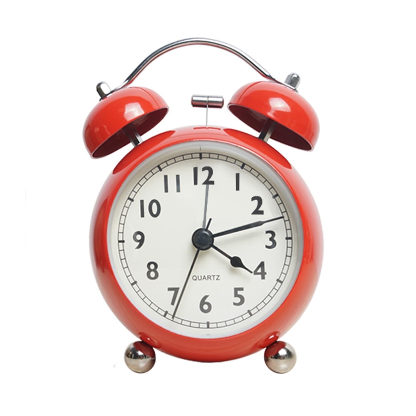 J9V4G6S3B5 Desk Clock Retro Creative Metal Bell Alarm Clock Desktop Simple Silent Luminous Quartz Table analogue alarm clock(Red)