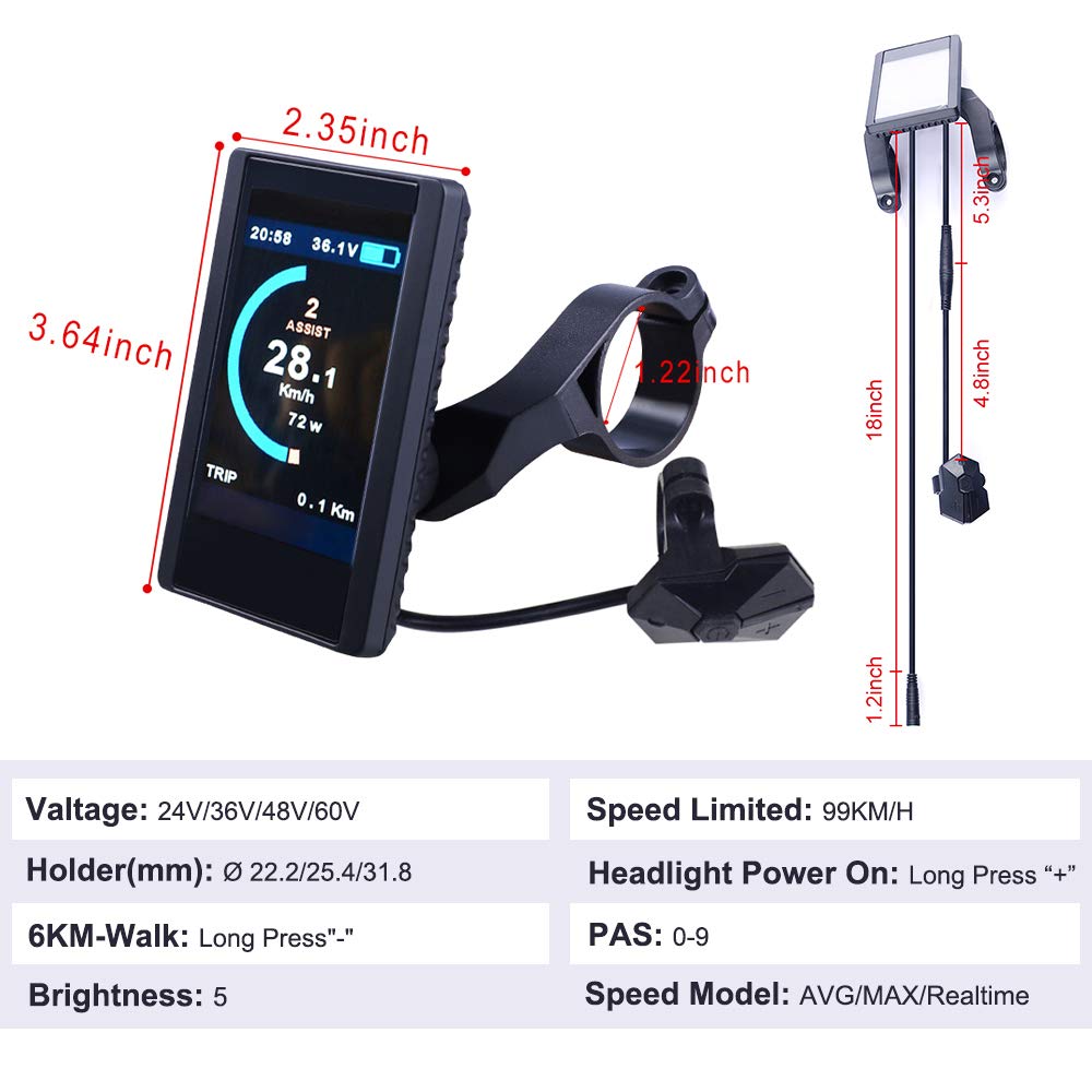 Control Unit Replacement Display Backup for BBSHD BBS02B BBS01B Mid-Drive Motor Kit Computer C961 800S 500C 750C 850C P860ML DPC18 Touch Screen T1(Com.Protocol UART)