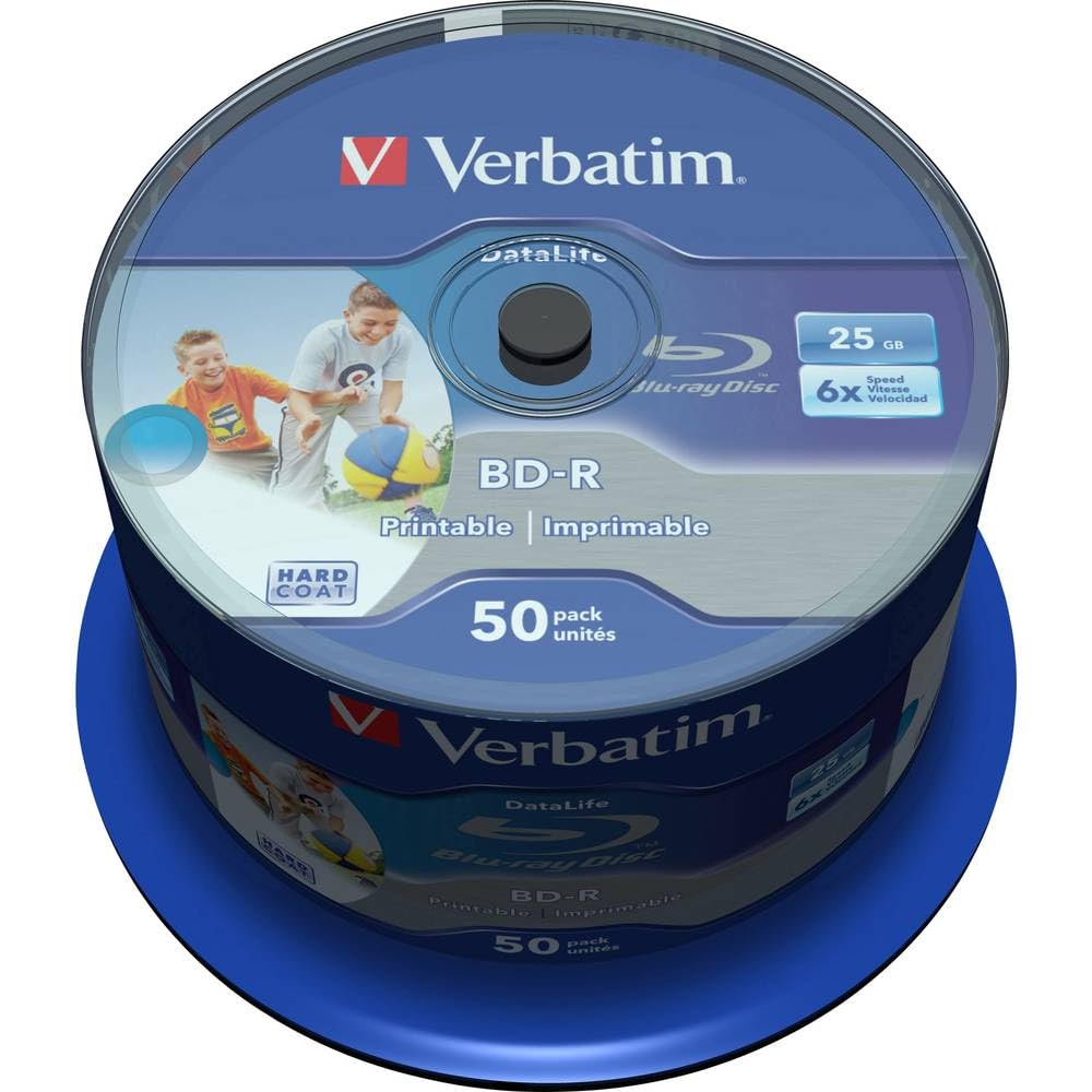 Verbatim 43812 - Disco de Blu-Ray de 25 GB BD-R (BD-R, 25 GB, 405 nm, Fuseau, 50 unidades)