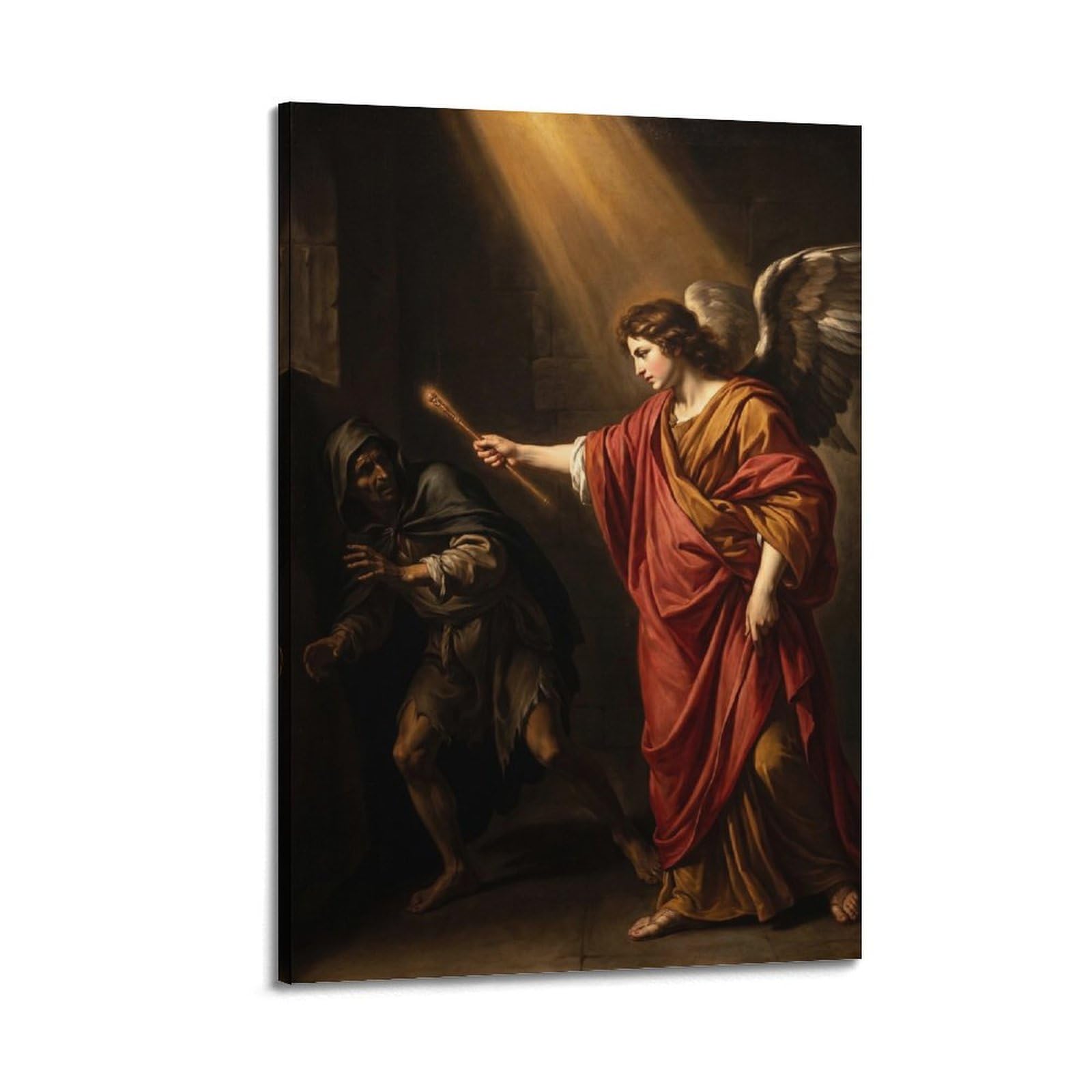 OKNGB Religious Bible Poster Archangel Raphael Banishing Asmodeus Decorative Painting Canvas Art Picture 24x36inch(60x90cm)